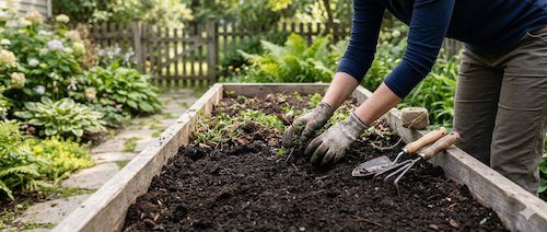 Preparing soil before laying natural wool mulch mats