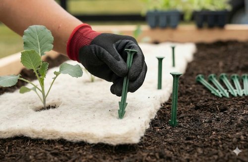 Preparing soil before laying natural wool mulch mats