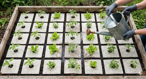 Preparing soil before laying natural wool mulch mats